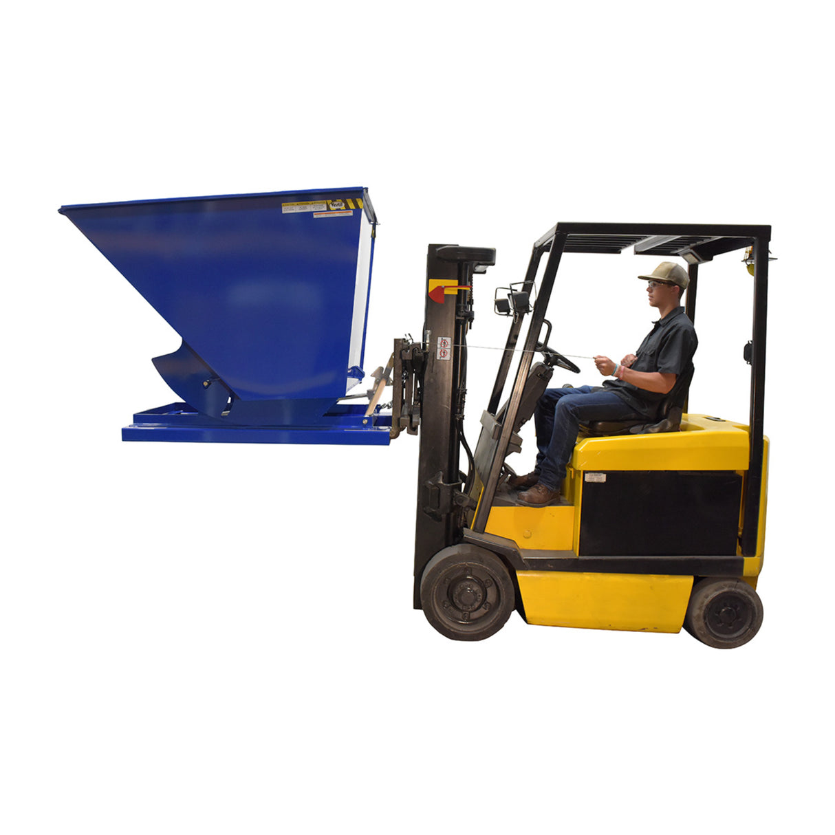 Vestil D Series Self-Dumping Steel Hoppers with Bumper Release | Dump From the Seat, Helps Meet OSHA, 0.25–5 Cubic Yard, LD/MD/HD Steel