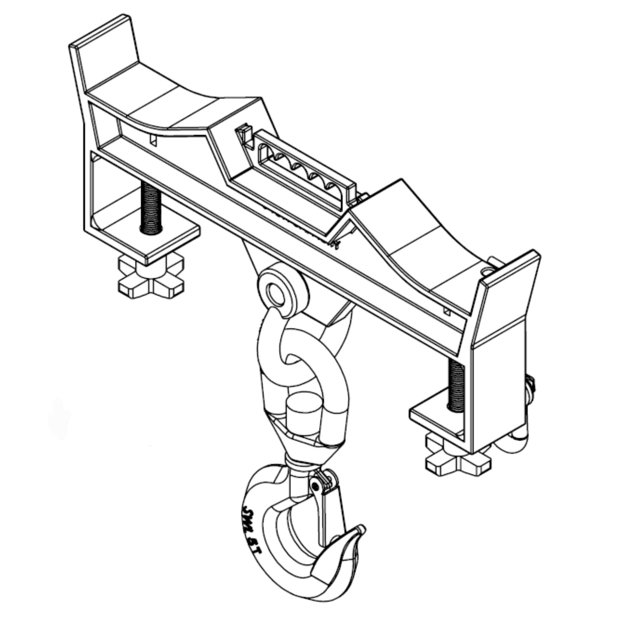 Vestil D-FORK / S-FORK Forklift Hoisting Hook — Fork-Mounted Crane Hook with Shackle & 48" Safety Restraint, 4,000–10,000 lb
