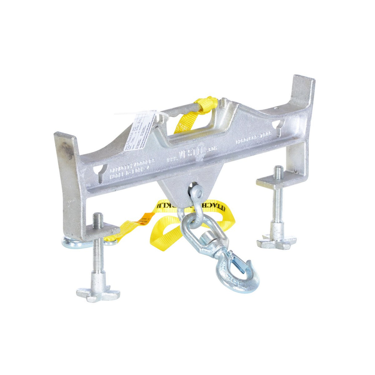 Vestil D-FORK / S-FORK Forklift Hoisting Hook — Fork-Mounted Crane Hook with Shackle & 48" Safety Restraint, 4,000–10,000 lb