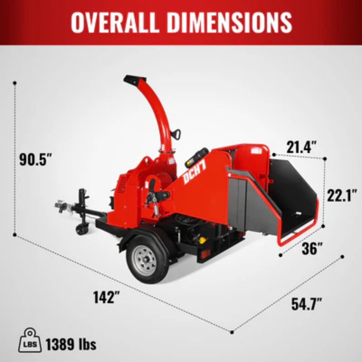 MechMaxx - 25HP 750cc ZONSEN Twin Cylinder Gas Powered 7” Hydraulic Feed Wood Chipper, Highway Towable DCH7