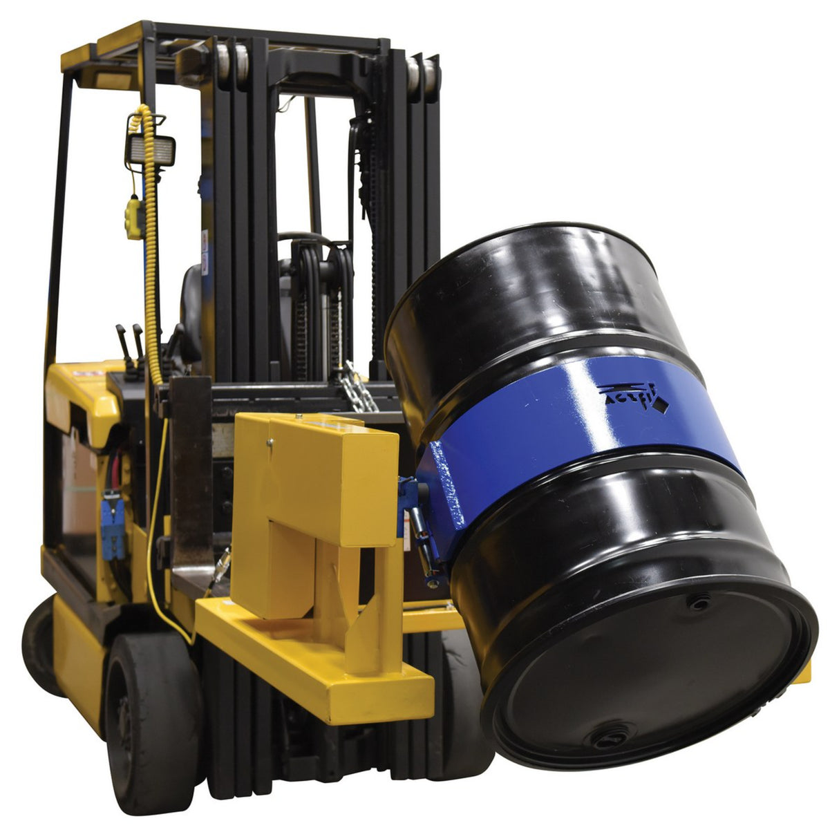 Vestil DCR-205 Fork Truck Drum Carrier/Rotators | Carry & Rotate 55-Gallon Steel Drums 360° From the Seat, Manual or DC-Powered, 800–2,000 lb