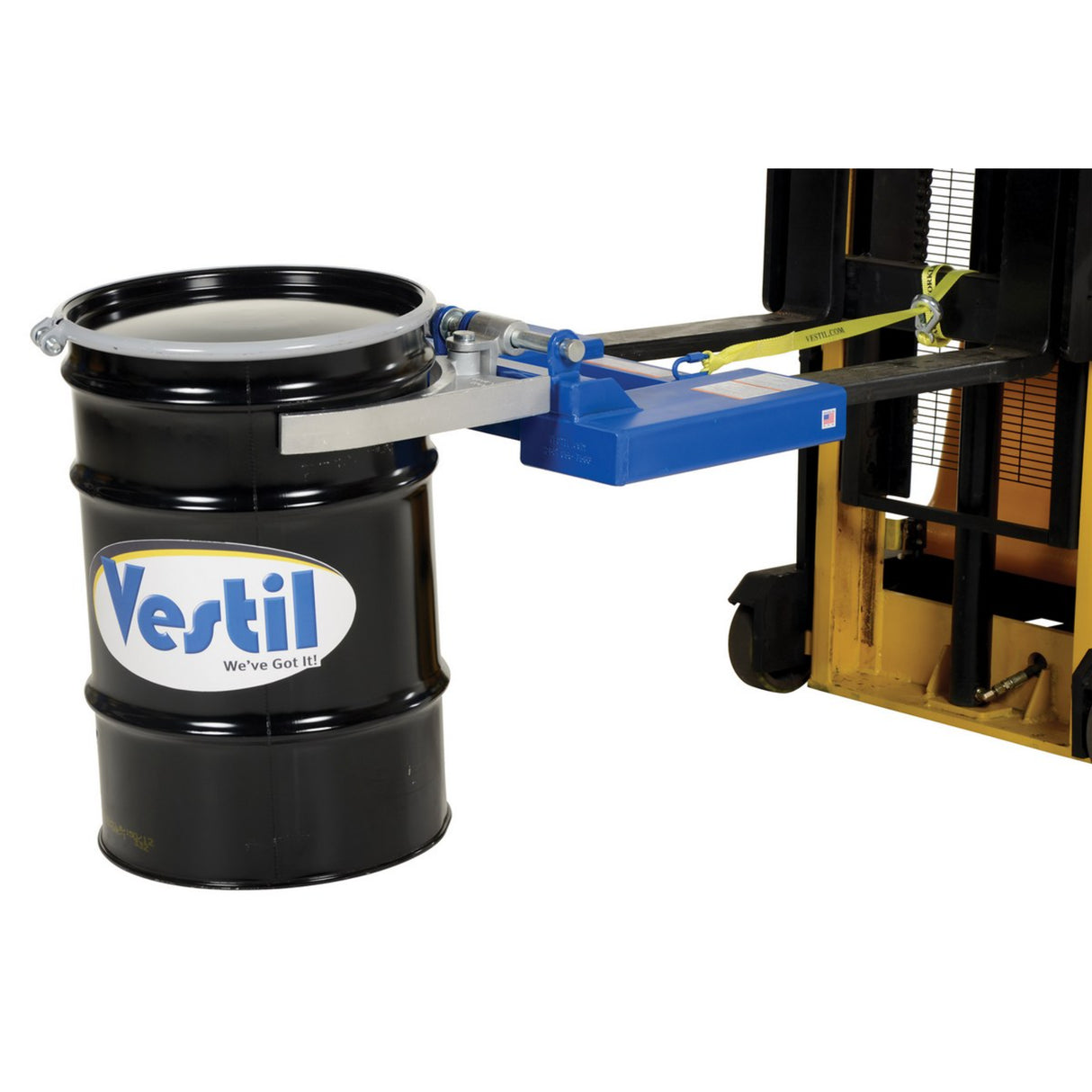 Vestil DGS & DGD Drum Grippers | Forklift Knuckle-Grip Drum Lifter, Single & Double Drum, Auto-Release, 800–2,000 lb