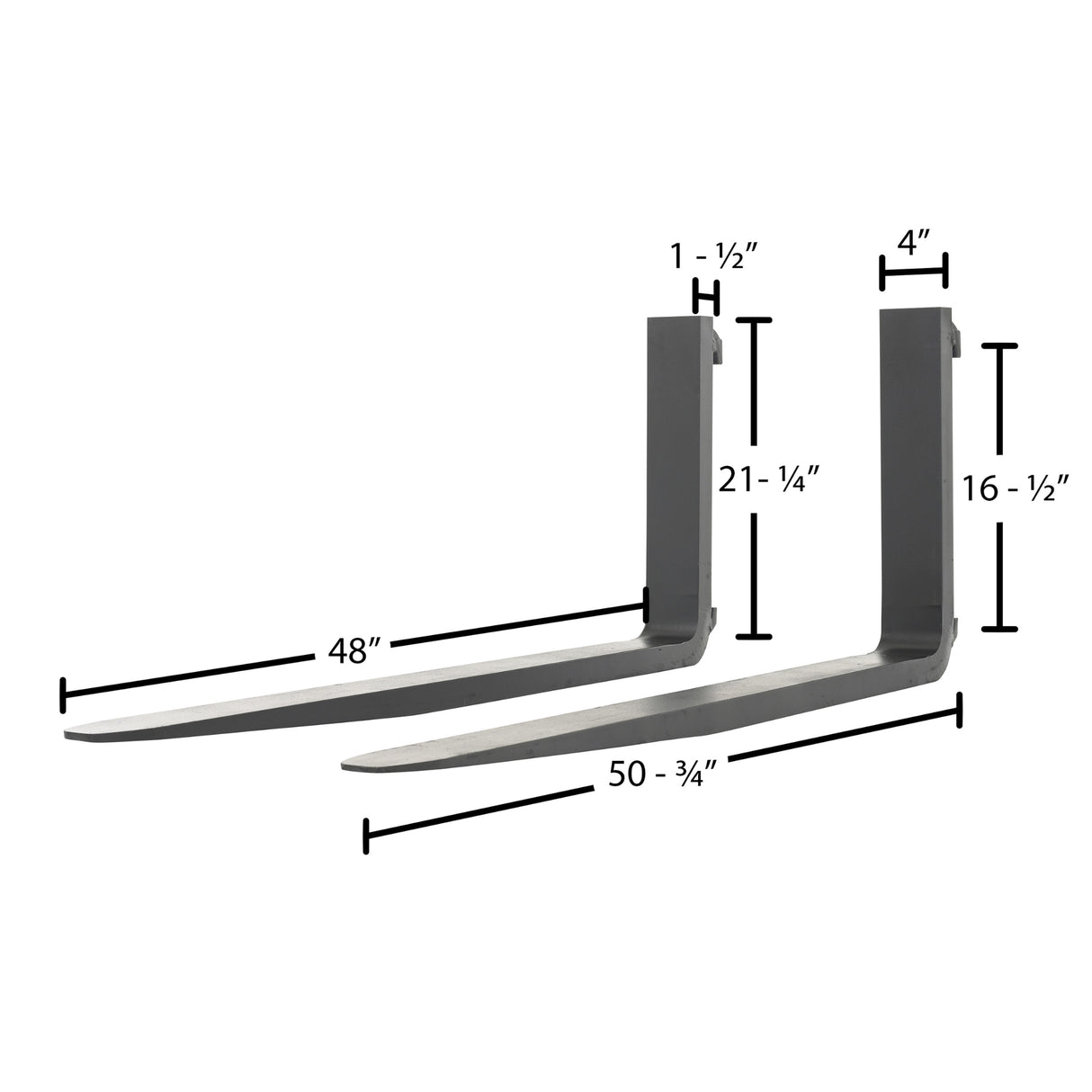 Vestil F4 Forged Steel Forks with Carriage Pin | Class II Mount, Meets I.T.A. Standards, 3,000–5,000 lb Per Pair, 36"–60" Lengths