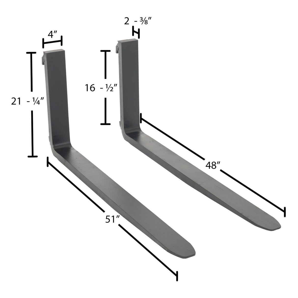 Vestil F4 Forged Steel Forks with Carriage Pin | Class II Mount, Meets I.T.A. Standards, 3,000–5,000 lb Per Pair, 36"–60" Lengths