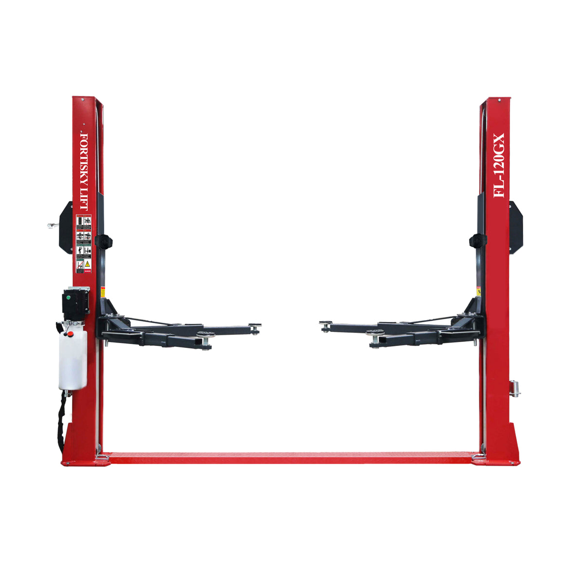 Fortisky FL-120GX 2-Post Base Plate Car Lift — 12,000 lb, Single-Point Lock Release