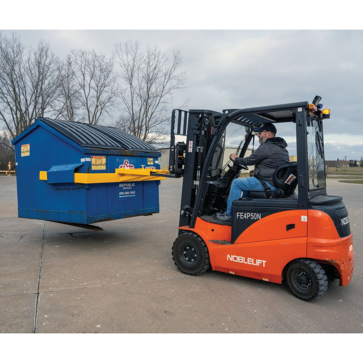 Vestil FLDM-2-72 Fork Mounted Front Load Dumpster Mover — Forklift Dumpster & Hopper Mover, 72" Fixed Forks, 2,000 lb Capacity