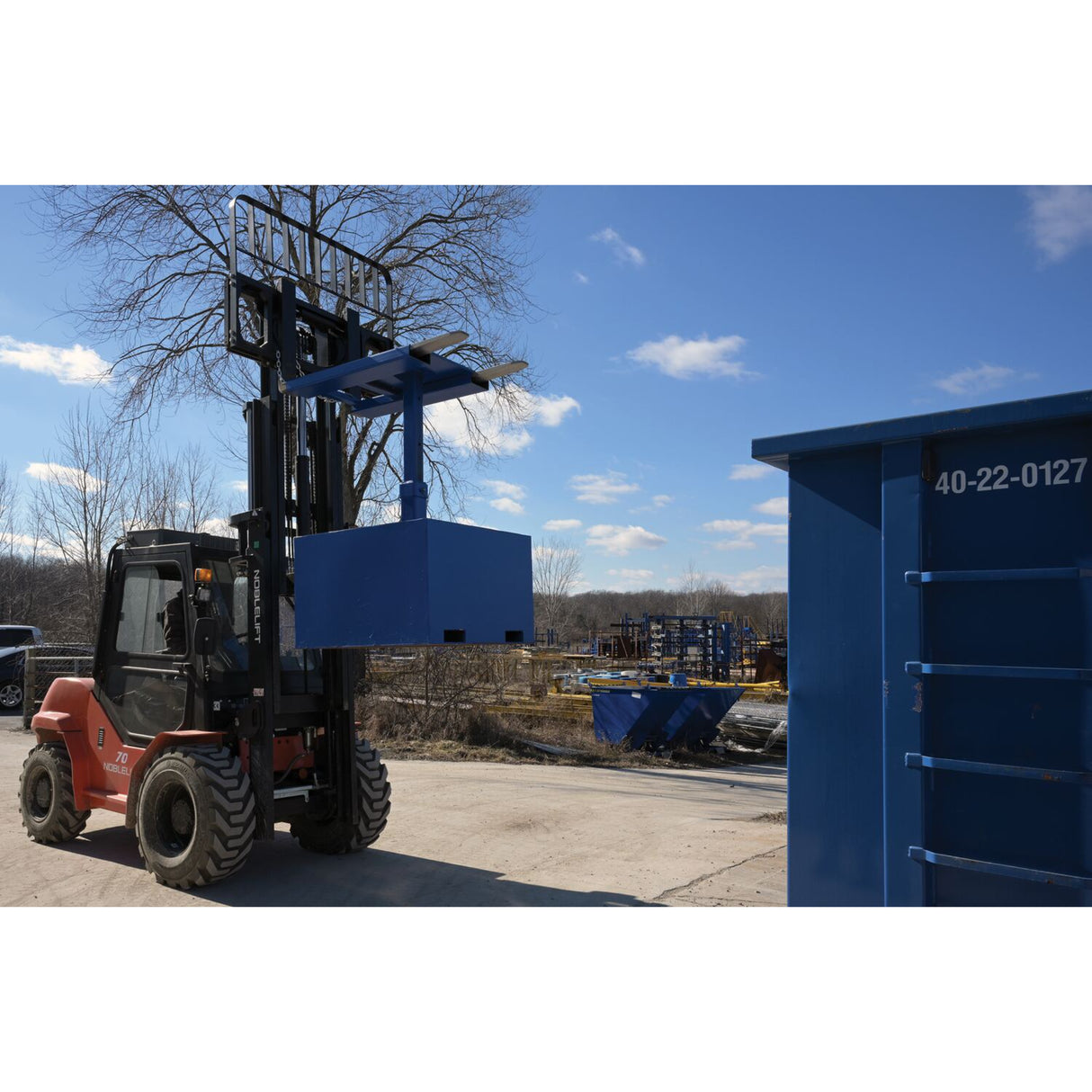 Vestil FWBC Fork-Mounted Trash Bin Compactor — Dead-Weight Forklift Waste Compactor, 2,000 & 4,000 lb, Empty or Cement-Filled