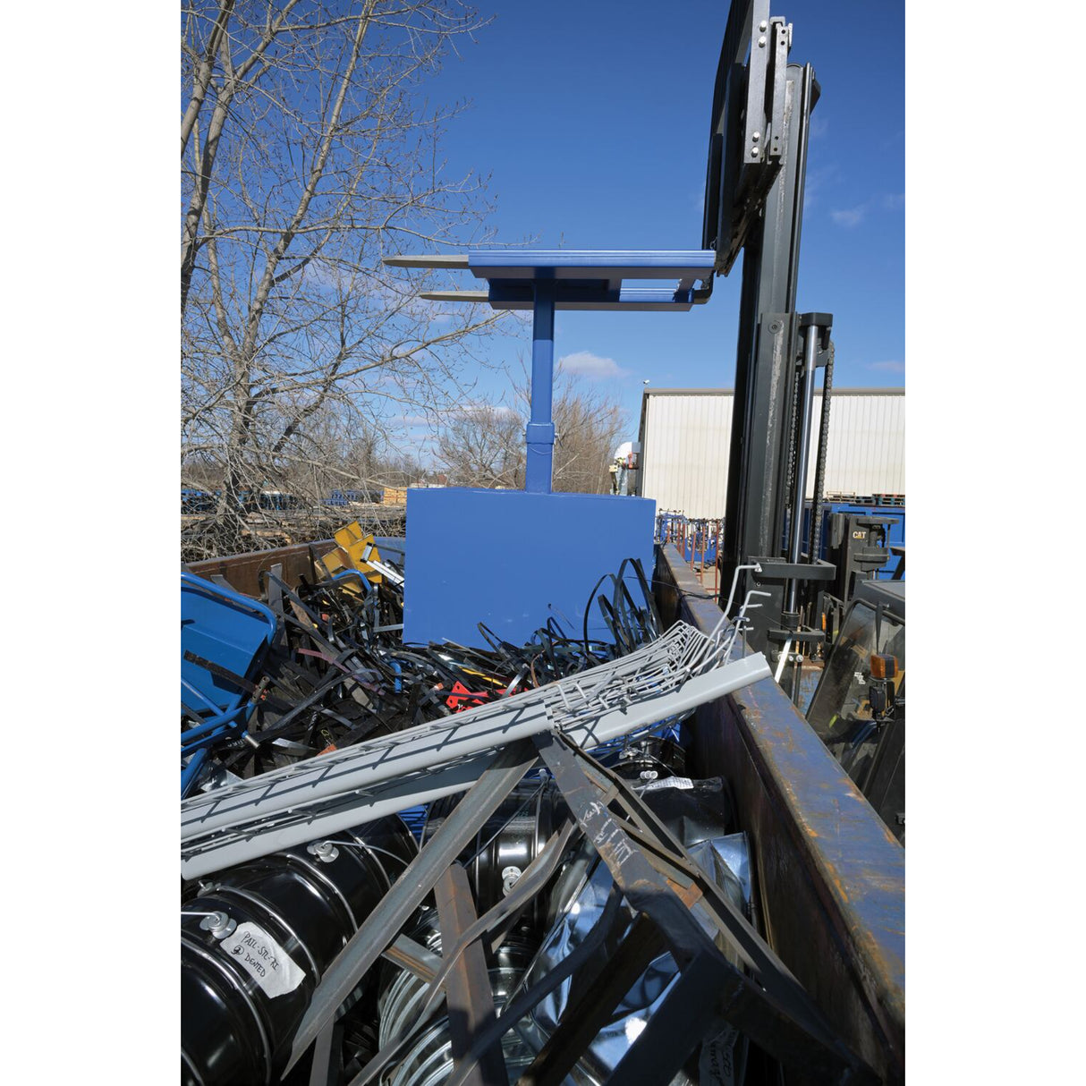 Vestil FWBC Fork-Mounted Trash Bin Compactor — Dead-Weight Forklift Waste Compactor, 2,000 & 4,000 lb, Empty or Cement-Filled