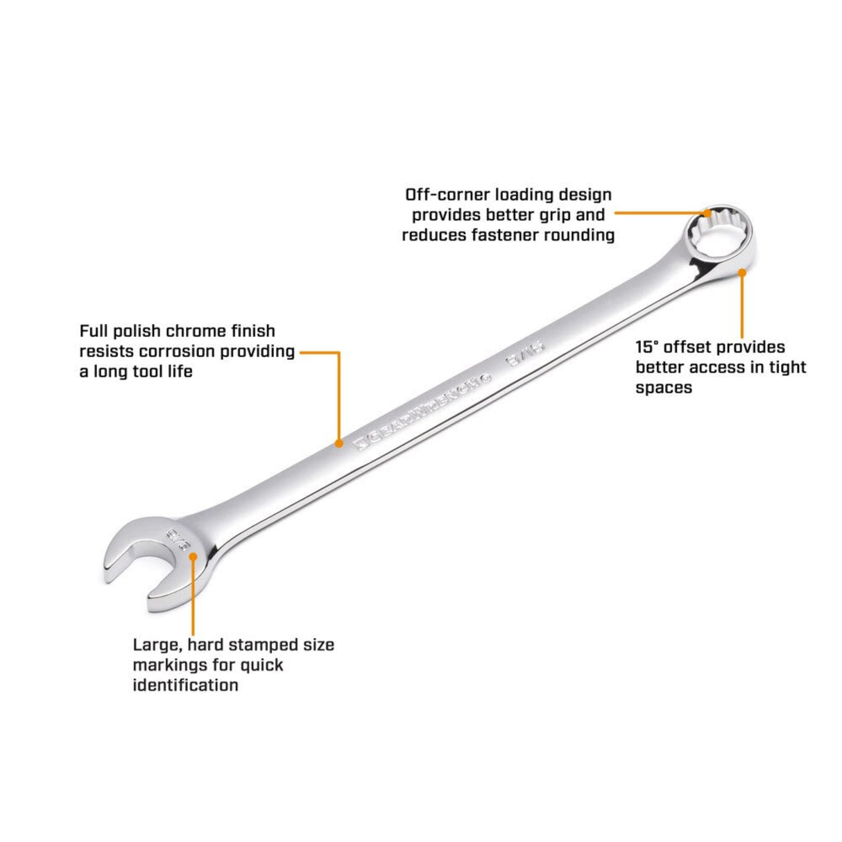 GearWrench 81919 44-Pc 12-Point Long Pattern Combination Wrench Set — SAE & Metric
