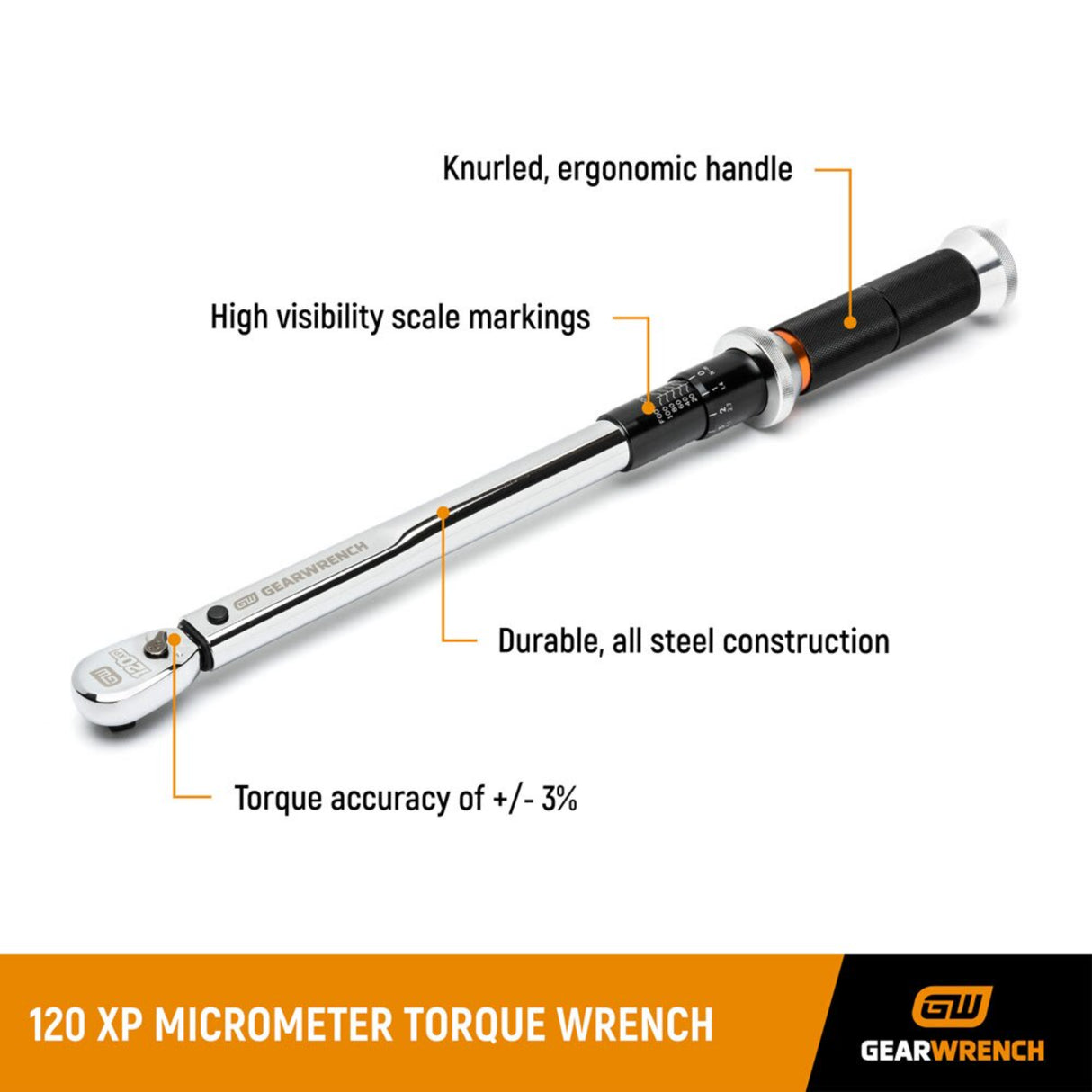 GearWrench 85171 1/4" Drive 120XP Micrometer Torque Wrench — 30-200 in/lb