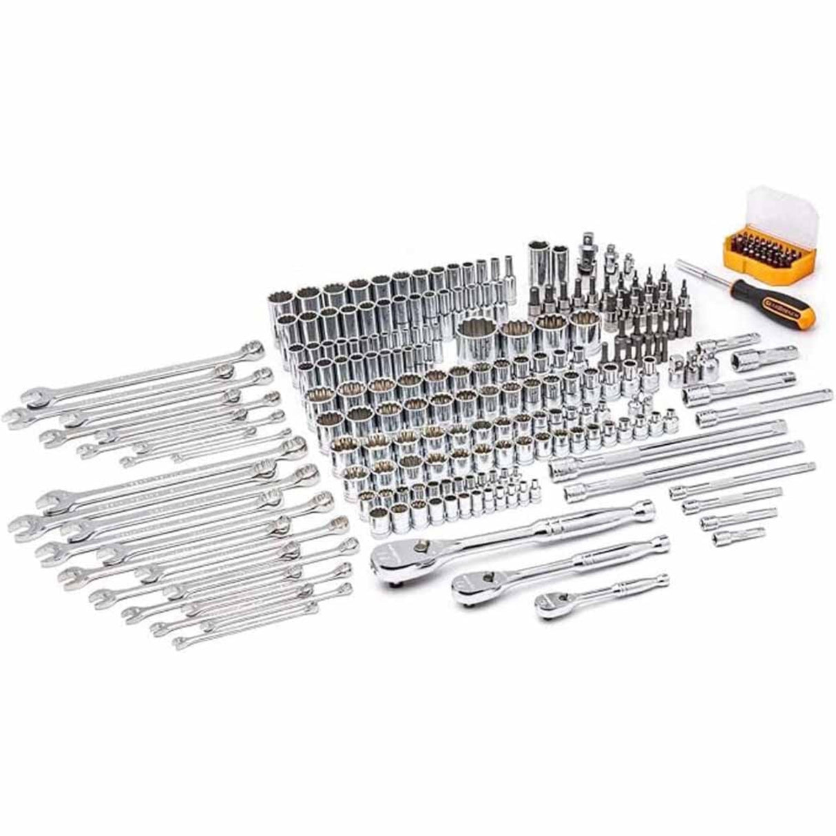 GearWrench 80966 243-Pc 6-Point Mechanics Tool Set — SAE & Metric, 3-Drawer Storage Box