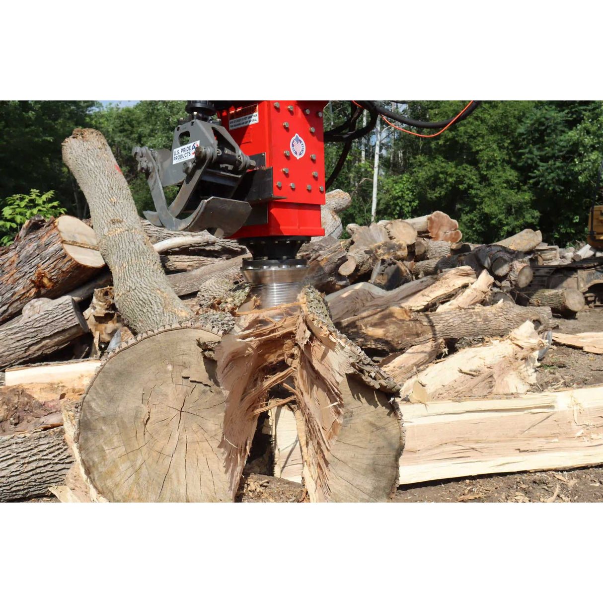 U.S. Pride HF-800 Hands-Free Cone Screw Log Splitter with Grapple for Excavators