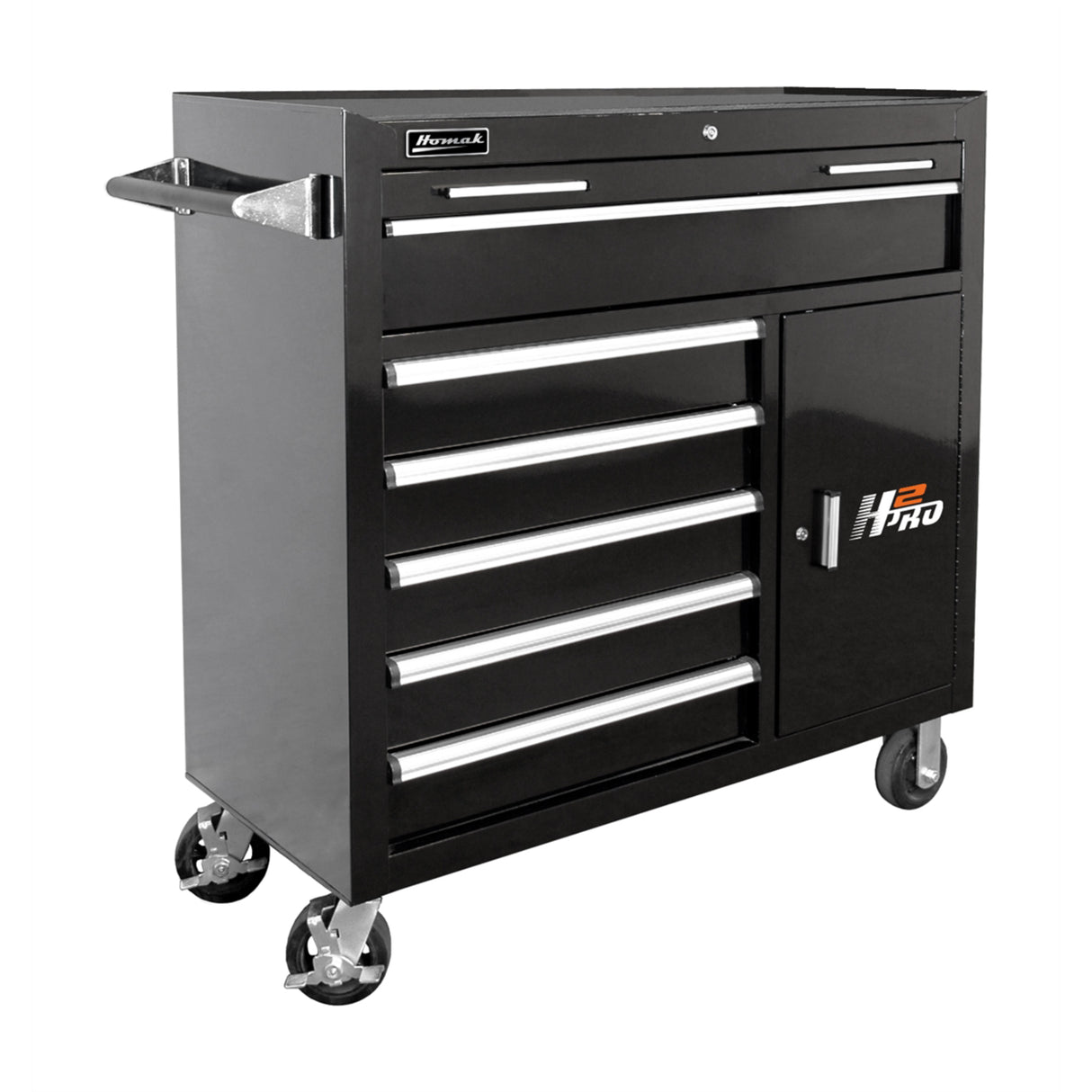 Homak H2Pro 41" Rolling Cabinet — 6 Drawer, Black