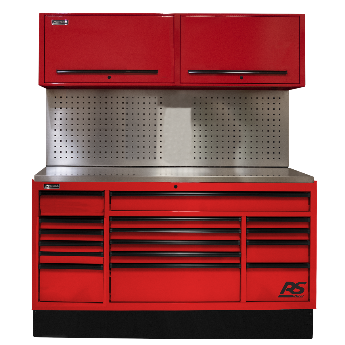 Homak CTS 72" Centralized Tool Storage with Toolboard Backsplash — Red