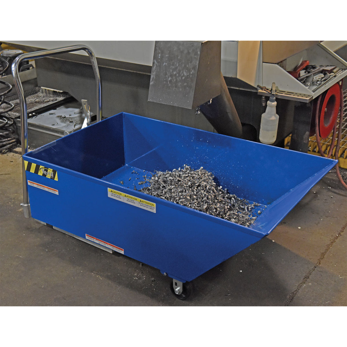 Vestil HOP-LP Low Profile Parts Hoppers | Self-Dumping Chip & Scrap Collection, Fits Under Machines, 2,000 lb, 10-Gauge Steel