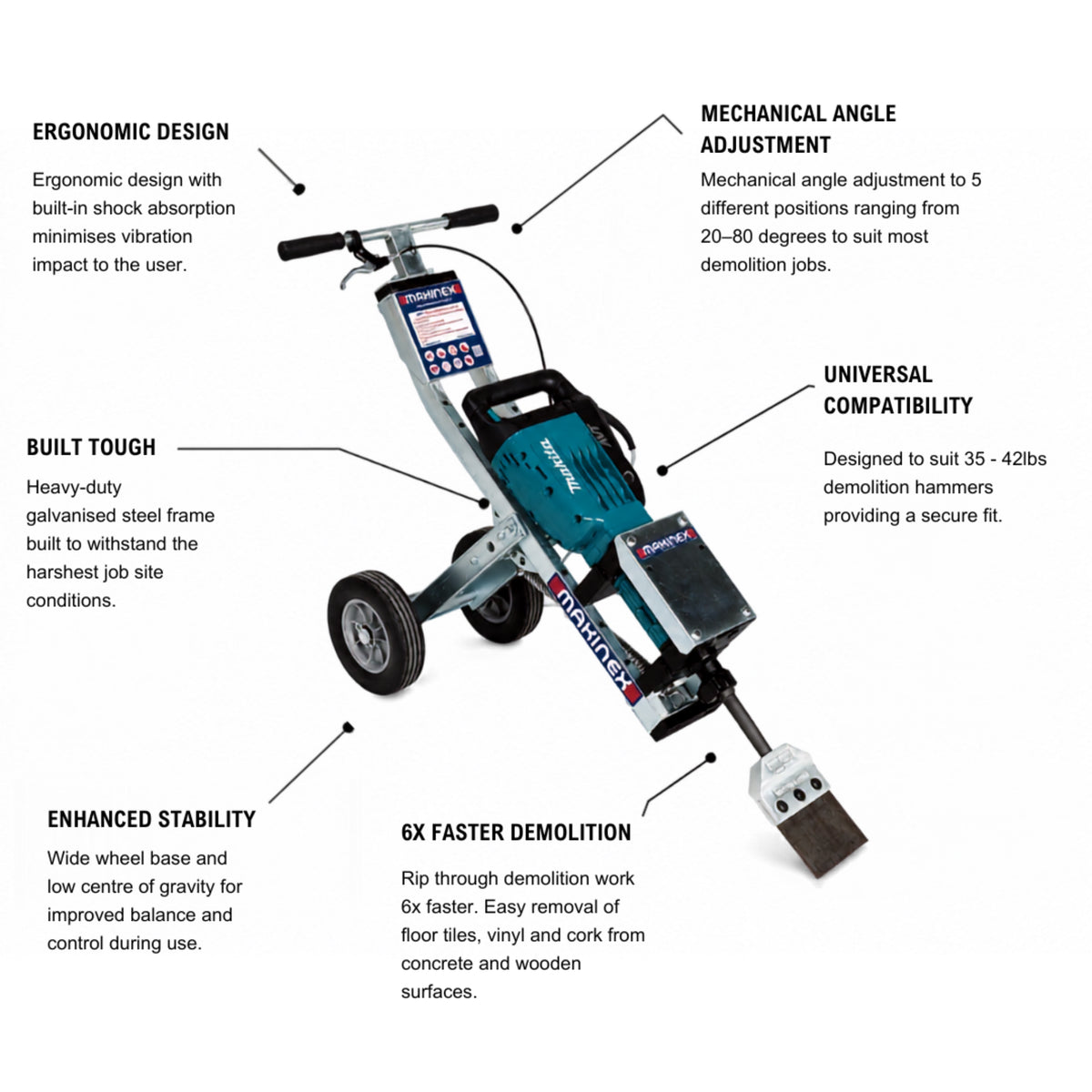 Makinex JHT-U-2 Universal Jackhammer Trolley