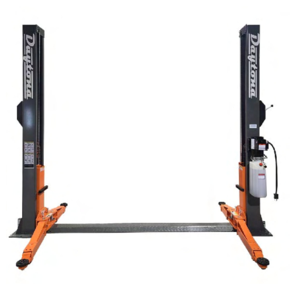 Daytona LTPF9 9,000 lb 2-Post Floorplate Lift – Low-Ceiling Car Lift with Chain-Over Cylinders & Truck Adapters
