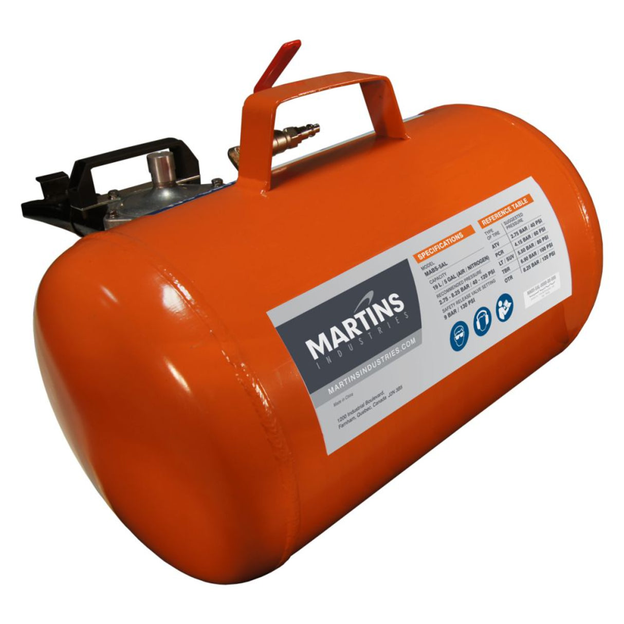 Martins Industries Automatic Release Bead Seater 5-Gallon, Ultra-Light Aluminum Tank (MABS-5AL) – Push-Button Bead Seater for ATV, PCR, LT/SUV, TBR & OTR Tires, TPMS-Safe