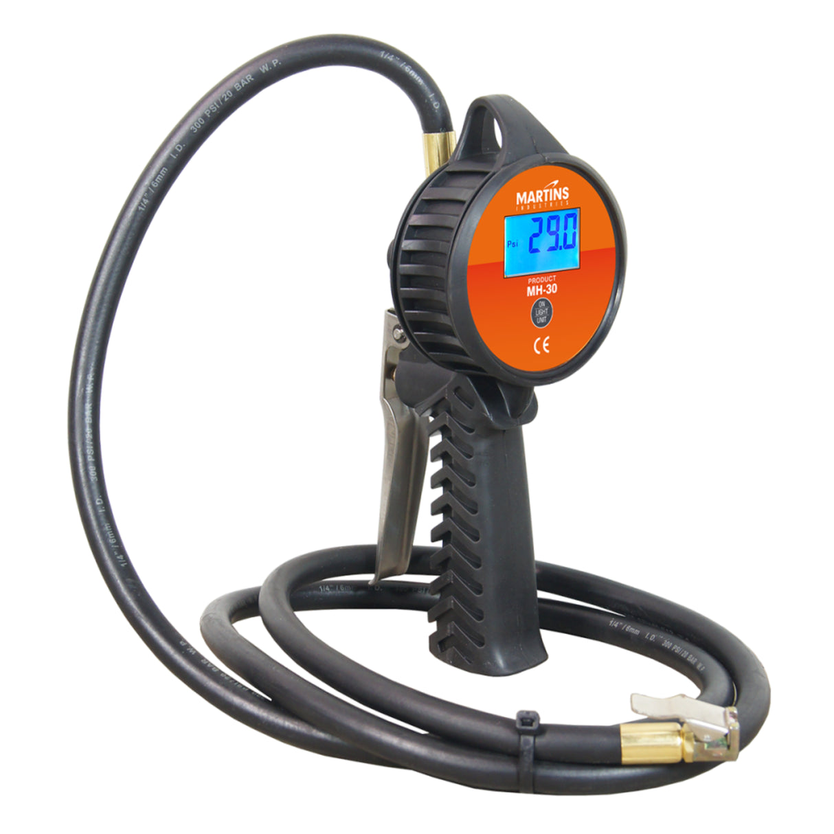 Martins Industries Flate Mate Handheld Digital Tire Inflator – 174 PSI Portable Tire Gauge & Inflator (MH-30)