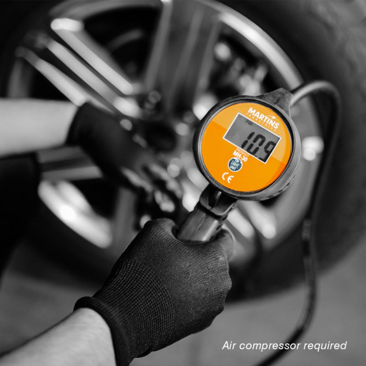 Martins Industries Flate Mate Handheld Digital Tire Inflator – 174 PSI Portable Tire Gauge & Inflator (MH-30)