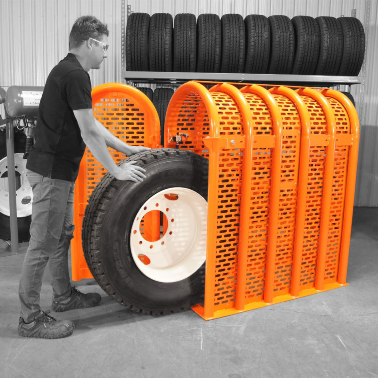 Martins Industries 6-Bar HD Tire Inflation Cage (MIC-6HD) – OSHA-Compliant Safety Cage for Truck, Bus & Aircraft Tires up to 47″ OD, 130 PSI