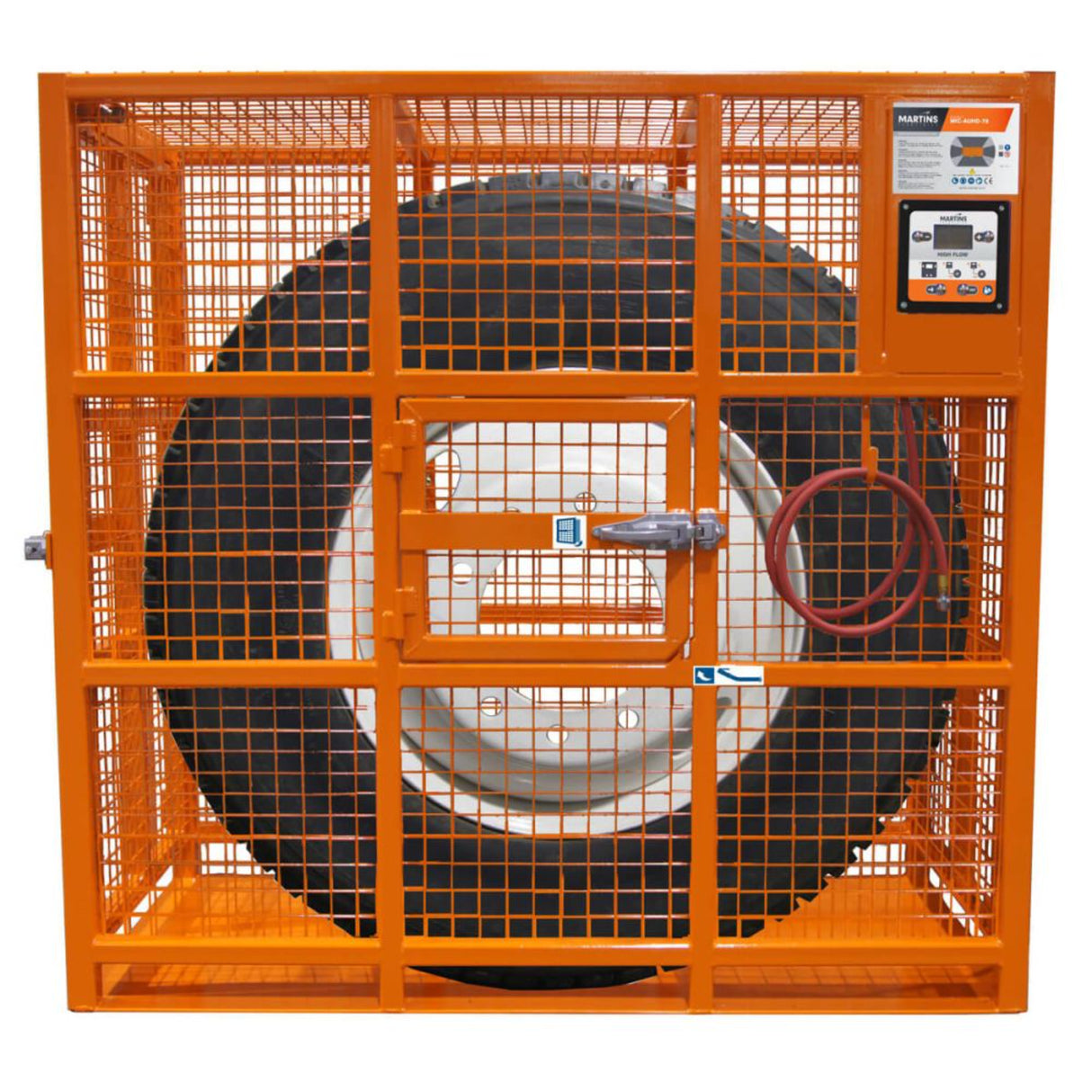 Martins Industries Automatic HD Tire Inflation Cage 78″ (MIC-AUHD-78) – OSHA-Compliant Safety Cage with Built-In 145 PSI Automatic Inflator for Truck, OTR & Agriculture Tires