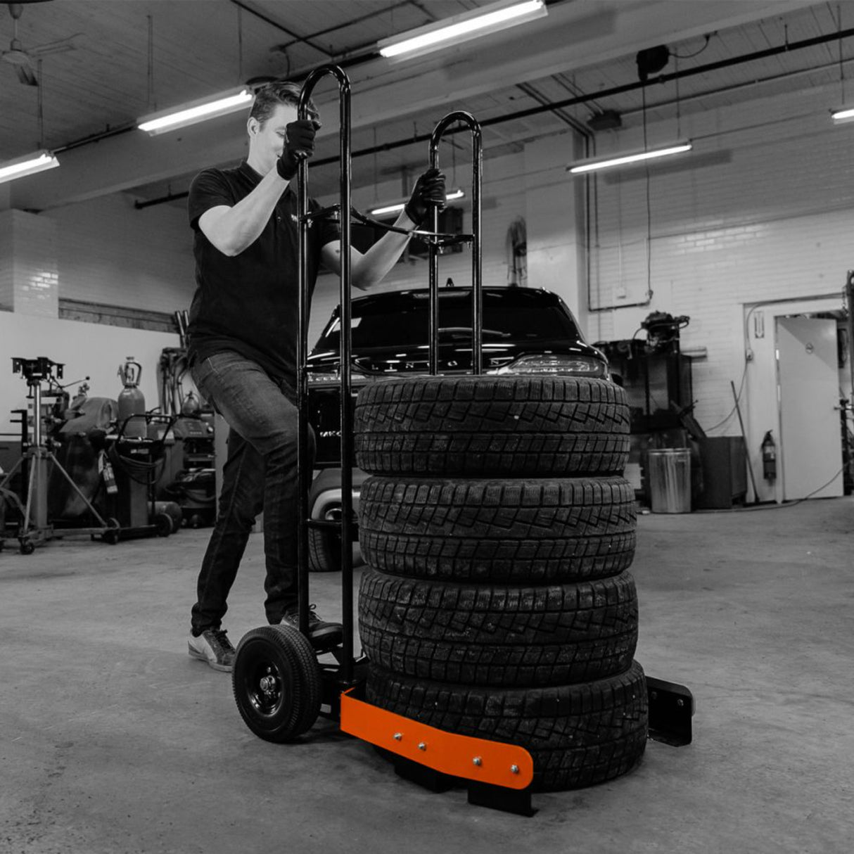 Martins Industries Tire Rider Tuff Tire Cart (MTC) – Heavy-Duty Mobile Tire Cart, Holds 8 Tires / 550 lb, Lifetime-Warranty Spring