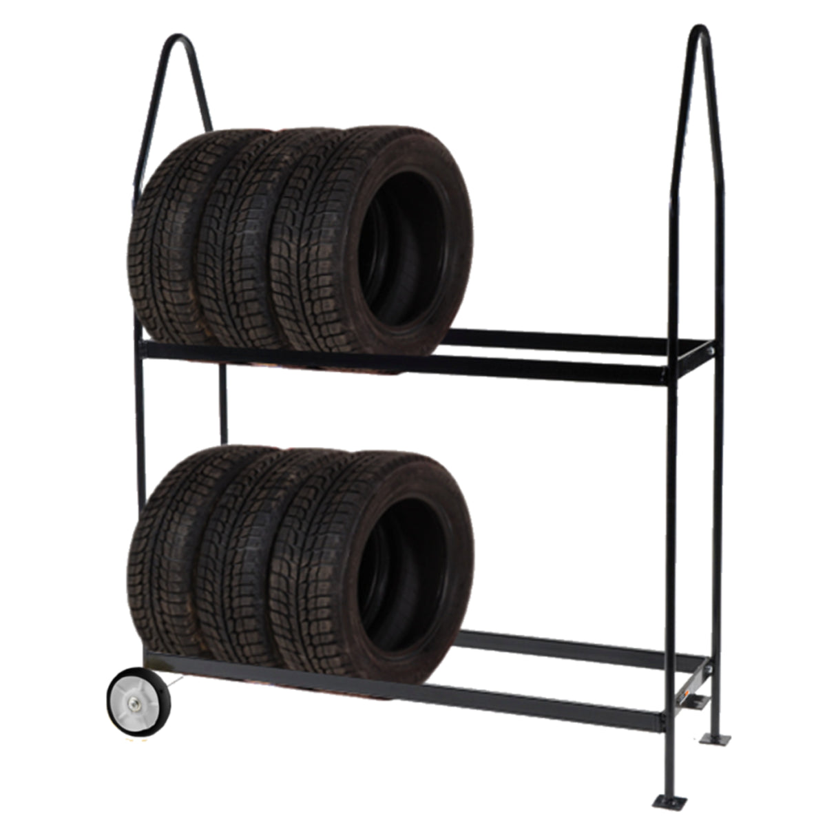 Martins Industries Standard Mobile Tire Display Rack (MTD-60) – 2-Tier Rolling Tire Display, Holds up to 14 Tires, 23″–32″ OD, Indoor/Outdoor