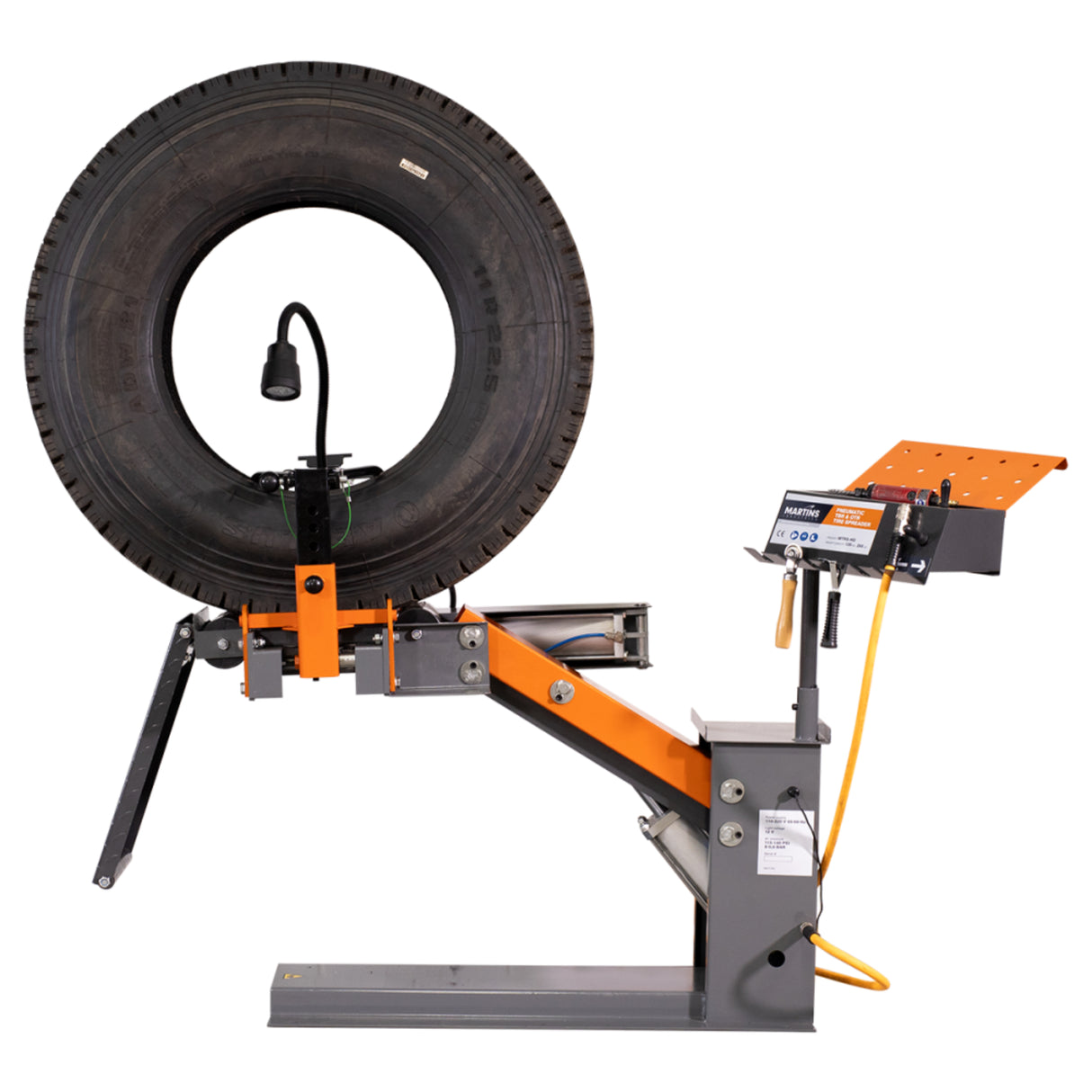 Martins Industries Pneumatic TBR & OTR Tire Spreader (MTRS-HD) – Air-Powered Truck & OTR Tire Repair Spreader with Lift Platform, Inspection Lamp & 265 lb Capacity