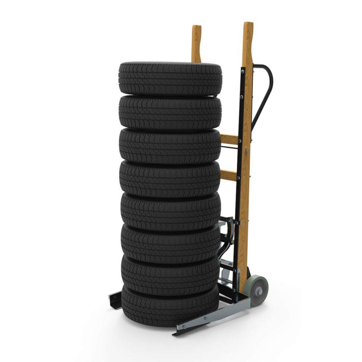 Martins Industries Tire Rider Classic Tire Cart (MWTC) – Steel & Wood Mobile Tire Cart, Holds up to 8 Tires / 450 lb, Foot-Activated Clamps