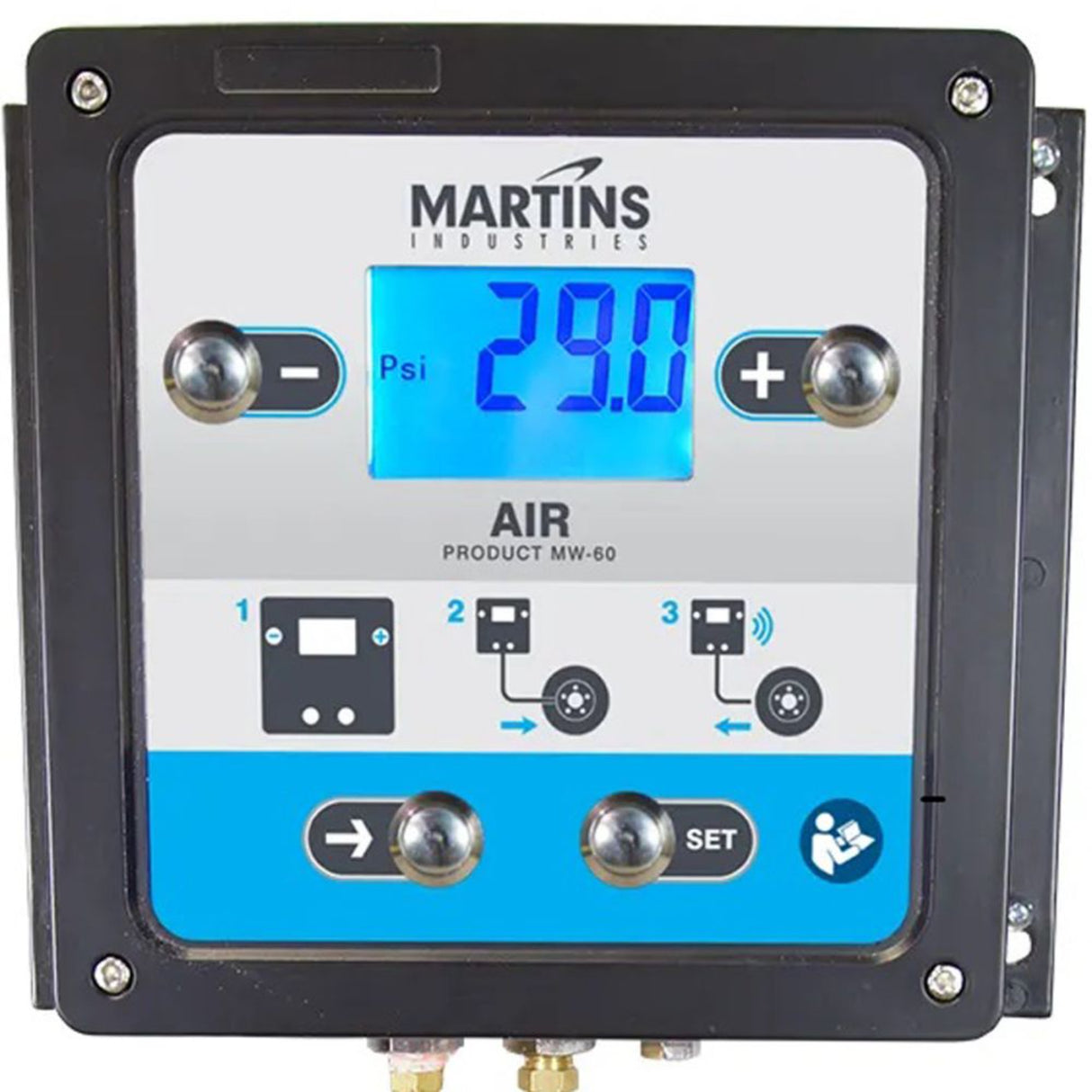 Martins Industries Flatematic Single Automatic Tire Inflator – 145 PSI Wall-Mount Digital Inflator with 25 ft Hose