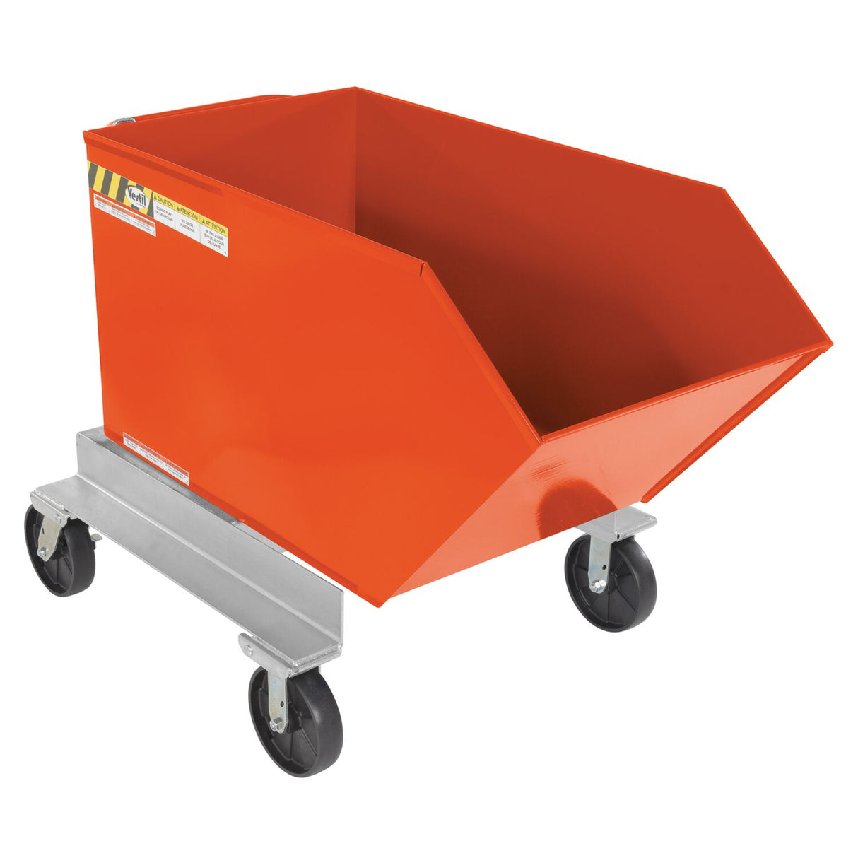 Vestil P-HOP Portable Steel Hoppers | Mobile Self-Dumping Hopper with Foot-Locking Casters, 2,000 lb, 0.5–1.5 Cubic Yard, 8 Colors