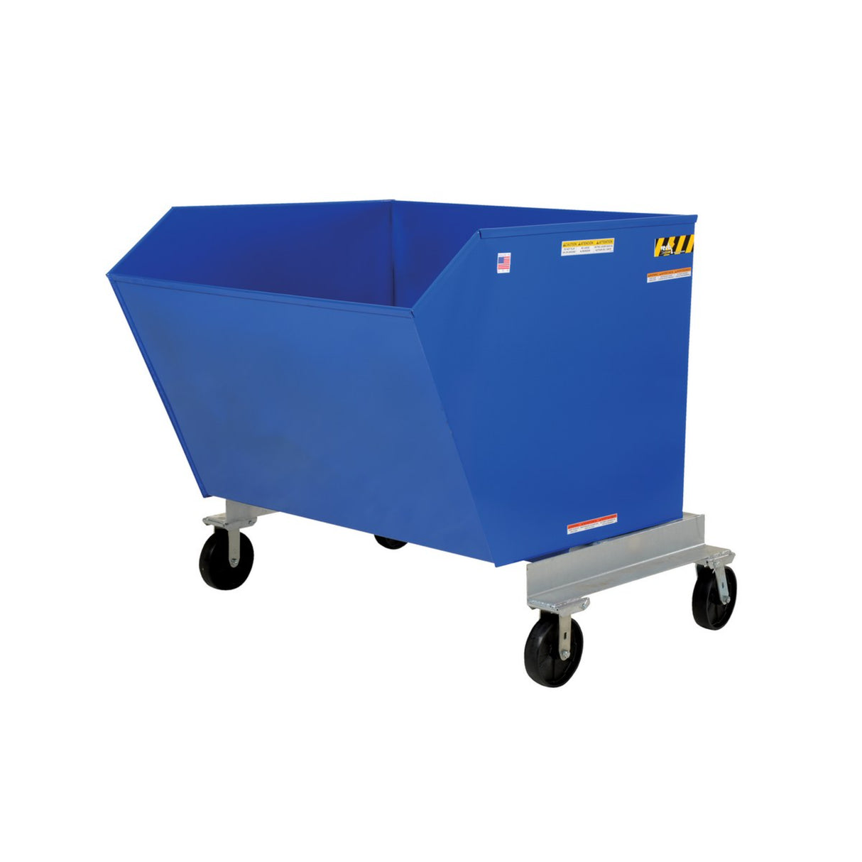 Vestil P-HOP Portable Steel Hoppers | Mobile Self-Dumping Hopper with Foot-Locking Casters, 2,000 lb, 0.5–1.5 Cubic Yard, 8 Colors