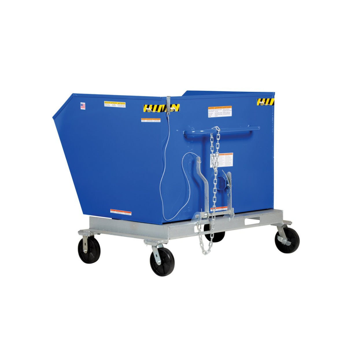 Vestil P-HOP Portable Steel Hoppers | Mobile Self-Dumping Hopper with Foot-Locking Casters, 2,000 lb, 0.5–1.5 Cubic Yard, 8 Colors