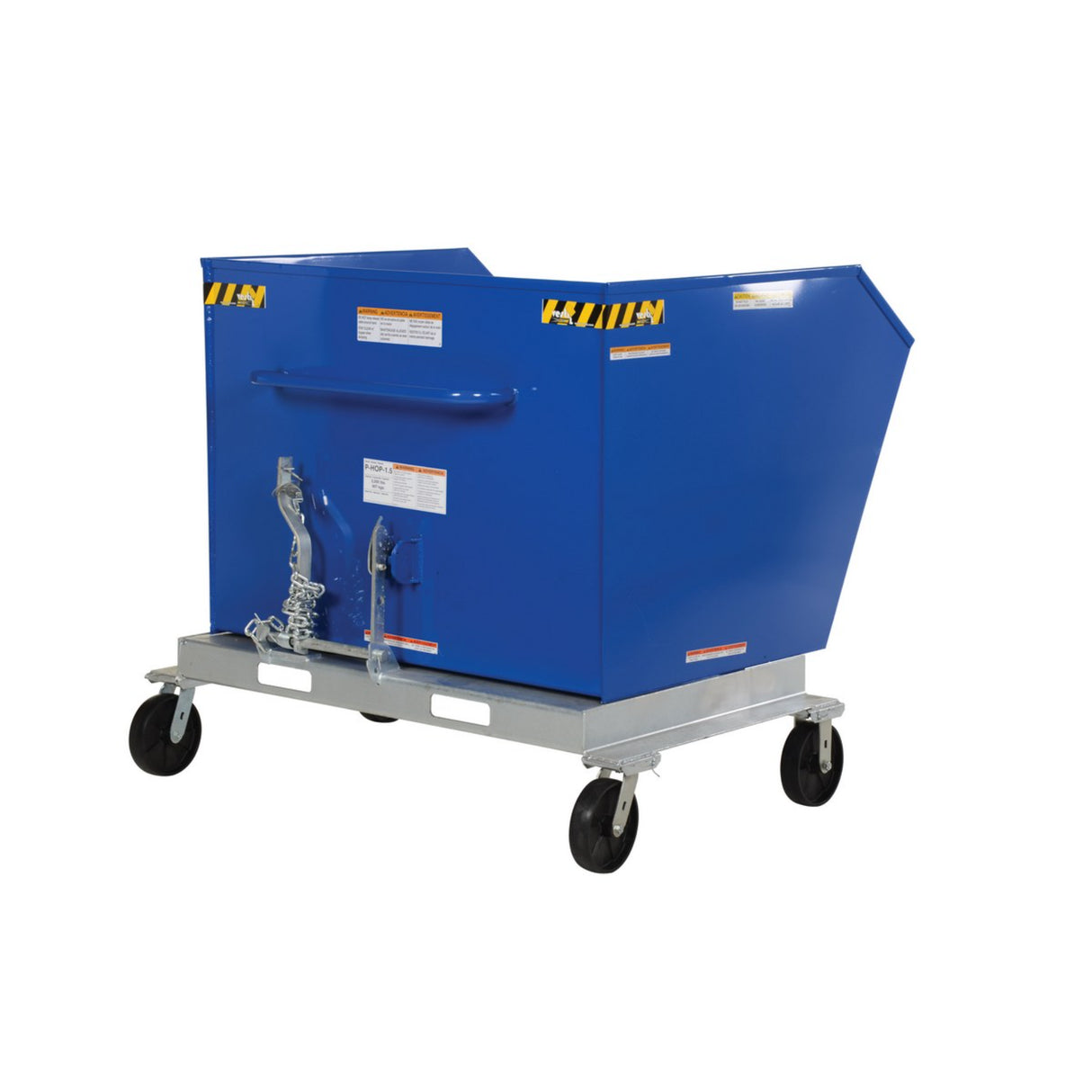Vestil P-HOP Portable Steel Hoppers | Mobile Self-Dumping Hopper with Foot-Locking Casters, 2,000 lb, 0.5–1.5 Cubic Yard, 8 Colors