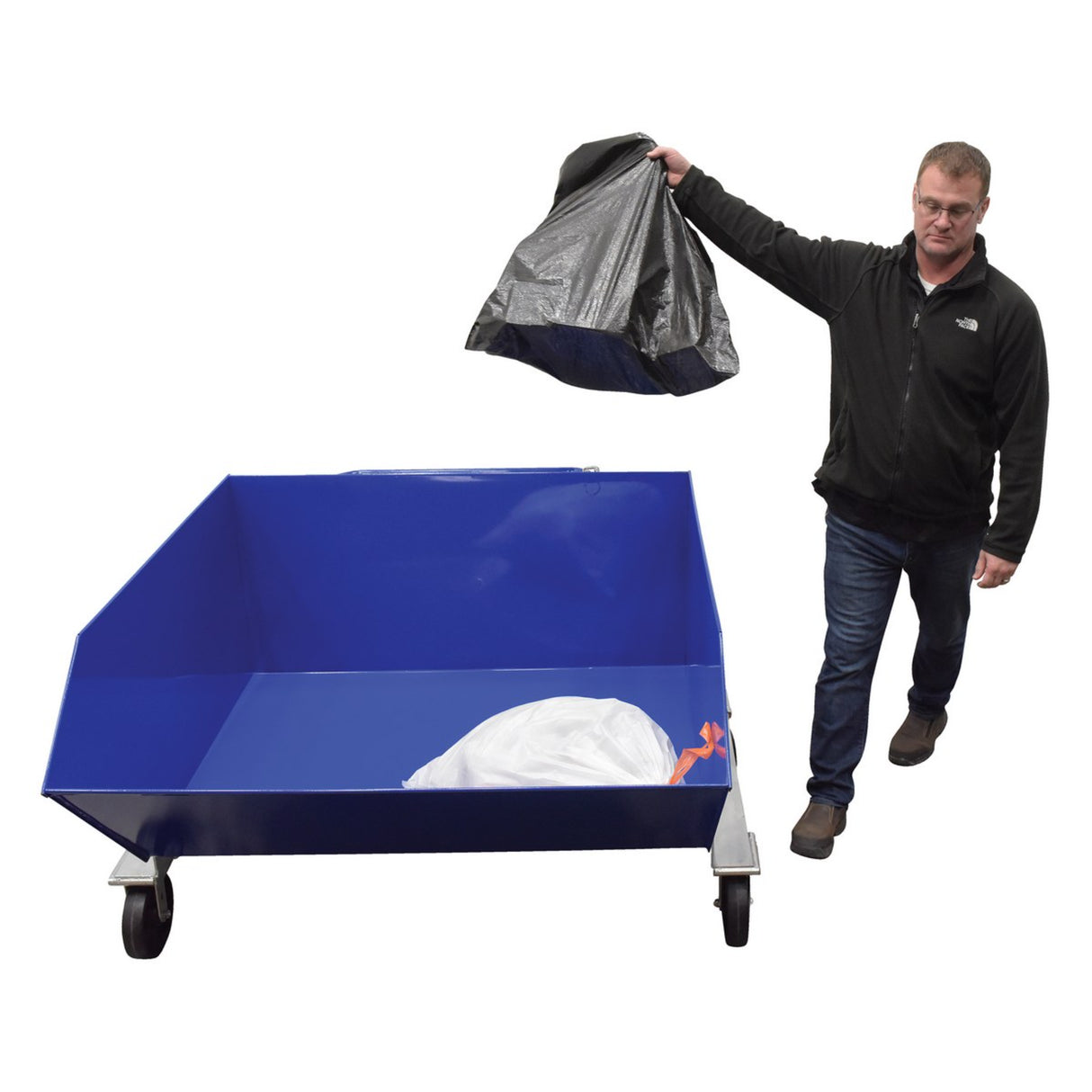 Vestil P-HOP Portable Steel Hoppers | Mobile Self-Dumping Hopper with Foot-Locking Casters, 2,000 lb, 0.5–1.5 Cubic Yard, 8 Colors