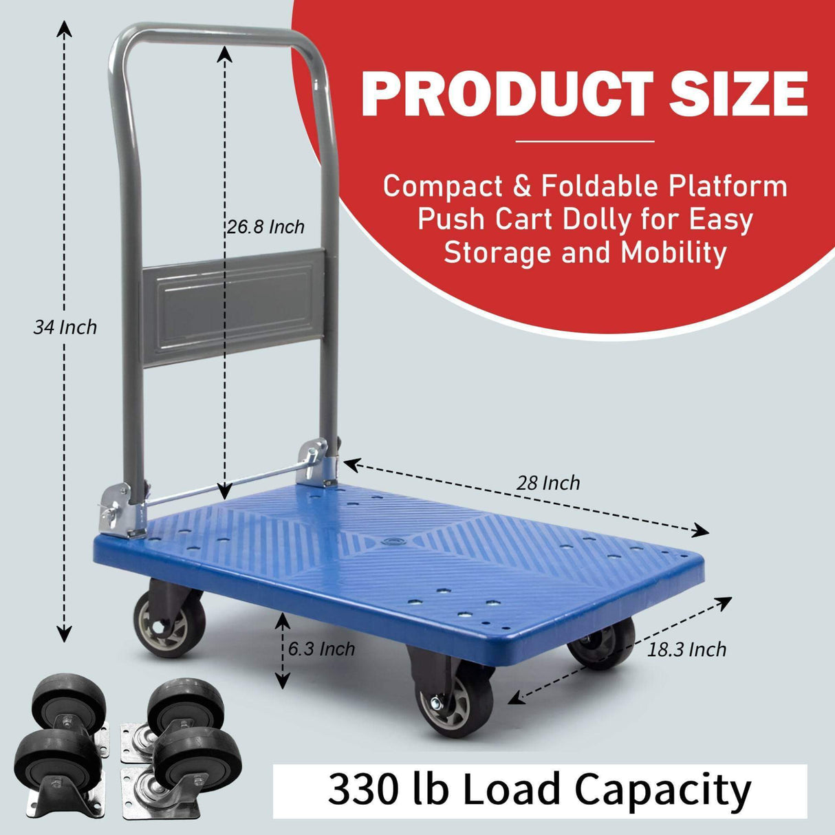 Sunmax PH150/PH300 Platform Hand Truck, 330-660 lbs Capacity
