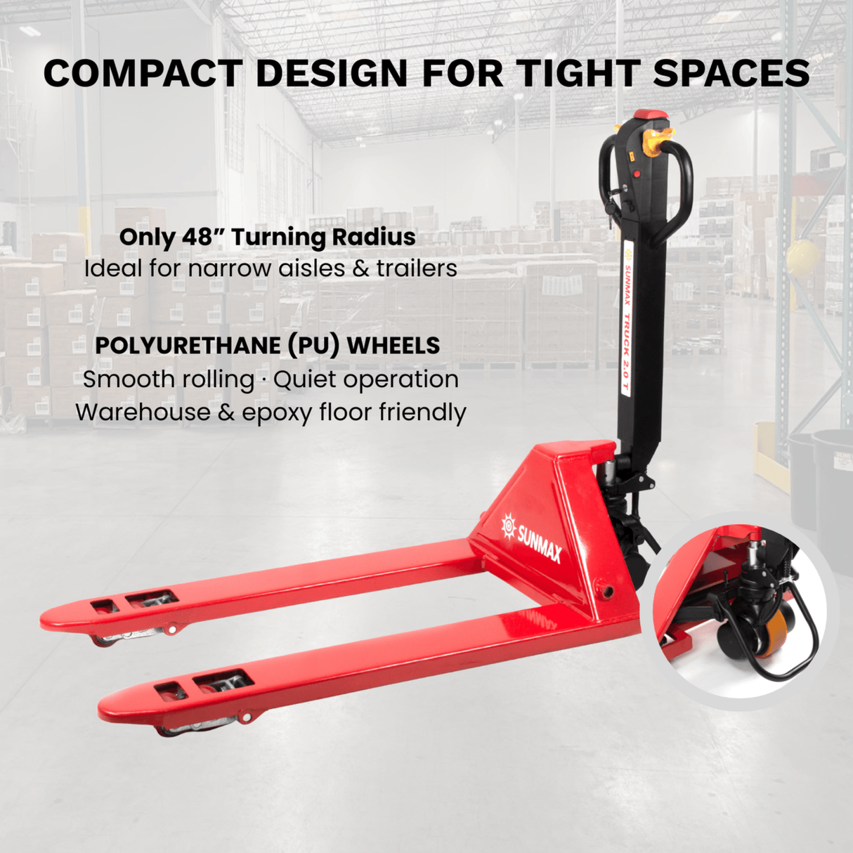 Sunmax - Electric Pallet Jack - 4,400 lb, Lithium, Walk-Behind