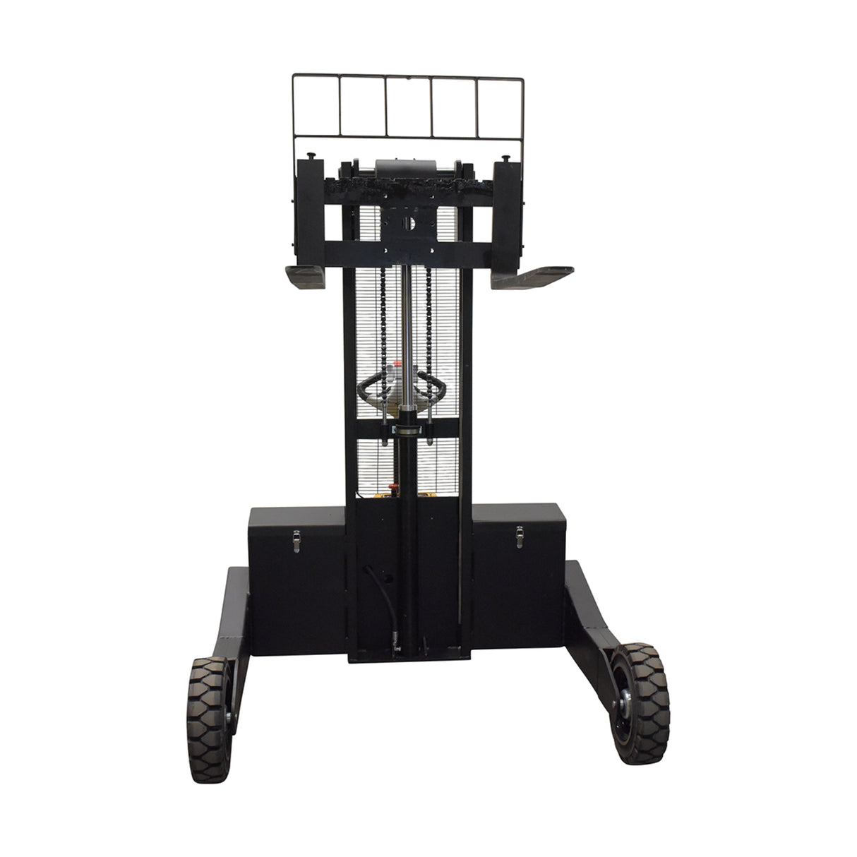 Vestil RT-S Powered Rough Terrain Stacker | 3,000 lb Capacity, 35" or 62" Lift, Rubber Tires for Uneven Surfaces, Adjustable Forks