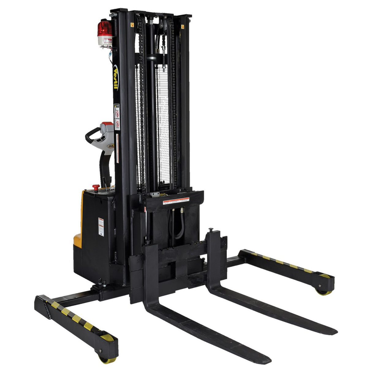 Vestil S-118-AA-FR Powered Stacker with Power Drive, Lift & Fork Reach | 1,500 lb Capacity, 118" Lift, 25" Powered Fork Extension