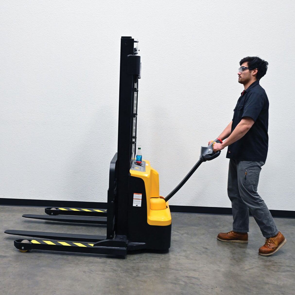 Vestil S2 Variable Speed Drive Double Mast Fully Powered Stacker | 2,200 lb Capacity, 118" Lift, Adjustable Forks, 24V Electric