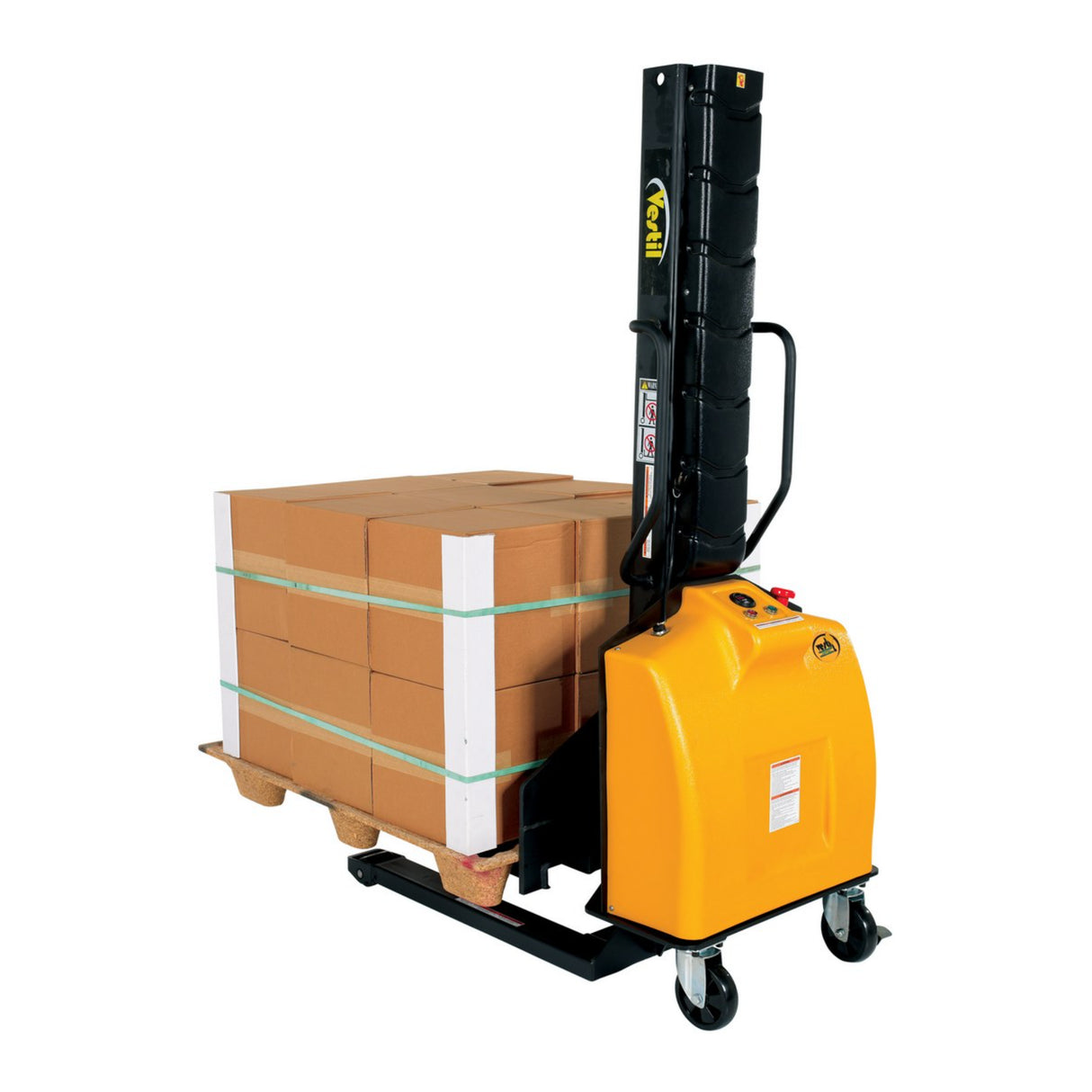 Vestil SLNM15-63 Narrow Mast Stacker with Powered Lift | 1,500 lb Capacity, 63" Lift, Semi-Electric, Adjustable or Fixed Forks