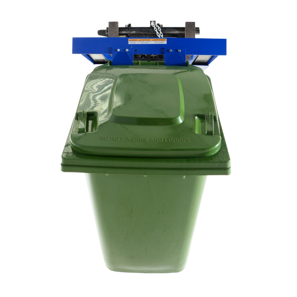 Vestil TCD-FM-E Fork Mounted Trash Can Dumper — Seat-Operated No-Moving-Parts Waste Dumper, 500 lb Capacity, Steel