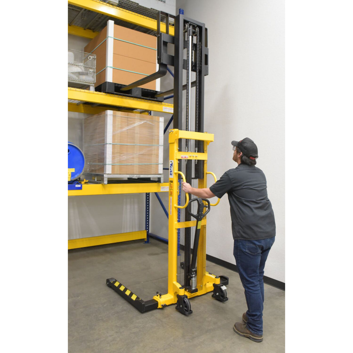 Vestil VHPS-2000 Manual Hand Pump Stacker | 2,000 lb Capacity, Adjustable or Fixed Forks, 17" to 118" Lift Height Options