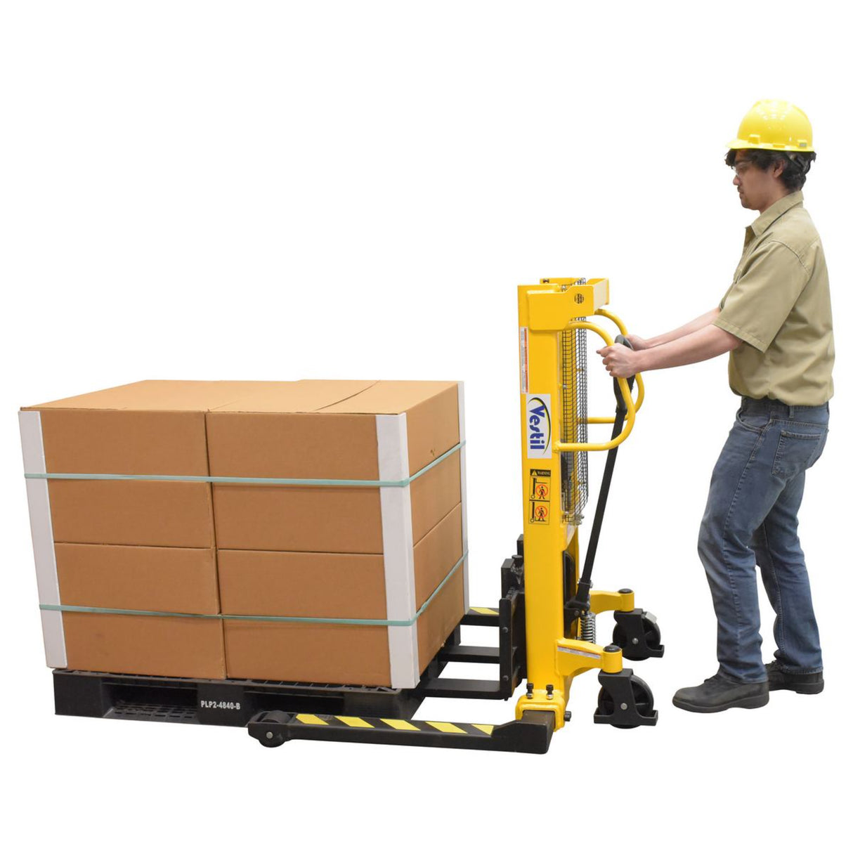 Vestil VHPS-2000 Manual Hand Pump Stacker | 2,000 lb Capacity, Adjustable or Fixed Forks, 17" to 118" Lift Height Options