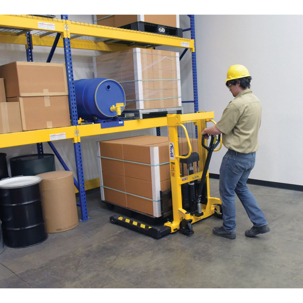 Vestil VHPS-2000 Manual Hand Pump Stacker | 2,000 lb Capacity, Adjustable or Fixed Forks, 17" to 118" Lift Height Options
