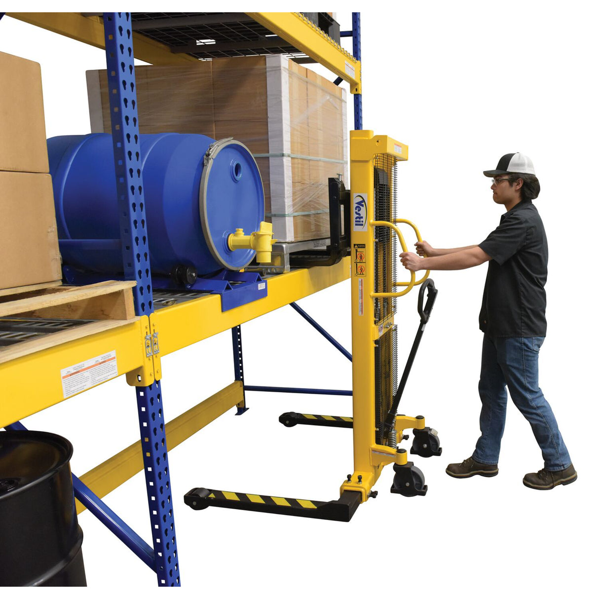 Vestil VHPS-2000 Manual Hand Pump Stacker | 2,000 lb Capacity, Adjustable or Fixed Forks, 17" to 118" Lift Height Options