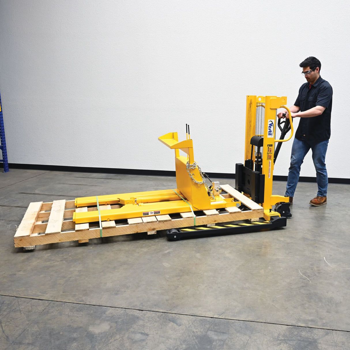 Vestil VHPS-550-AA-F72 Long Fork Specialty Manual Hand Pump Stacker | 72" Extended Forks, 550 lb Capacity for Long & Oversized Loads