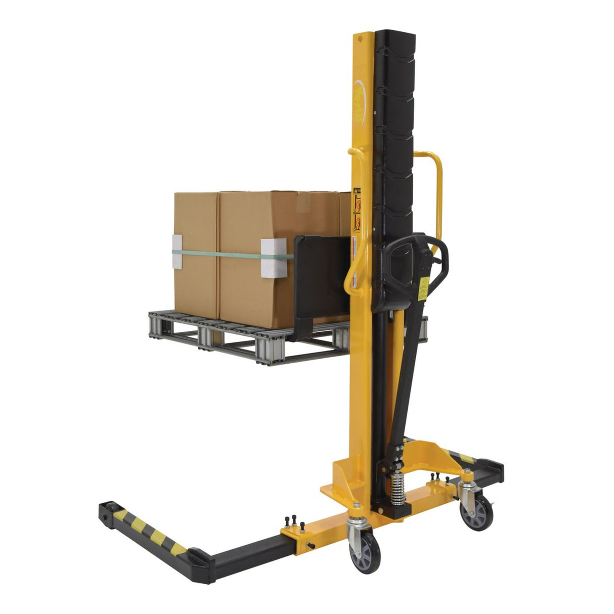 Vestil VHPS-NM-1000 Narrow Mast Manual Hand Pump Stacker | 1,000 lb Capacity, 62" Lift, Adjustable or Fixed Forks for Tight Aisles