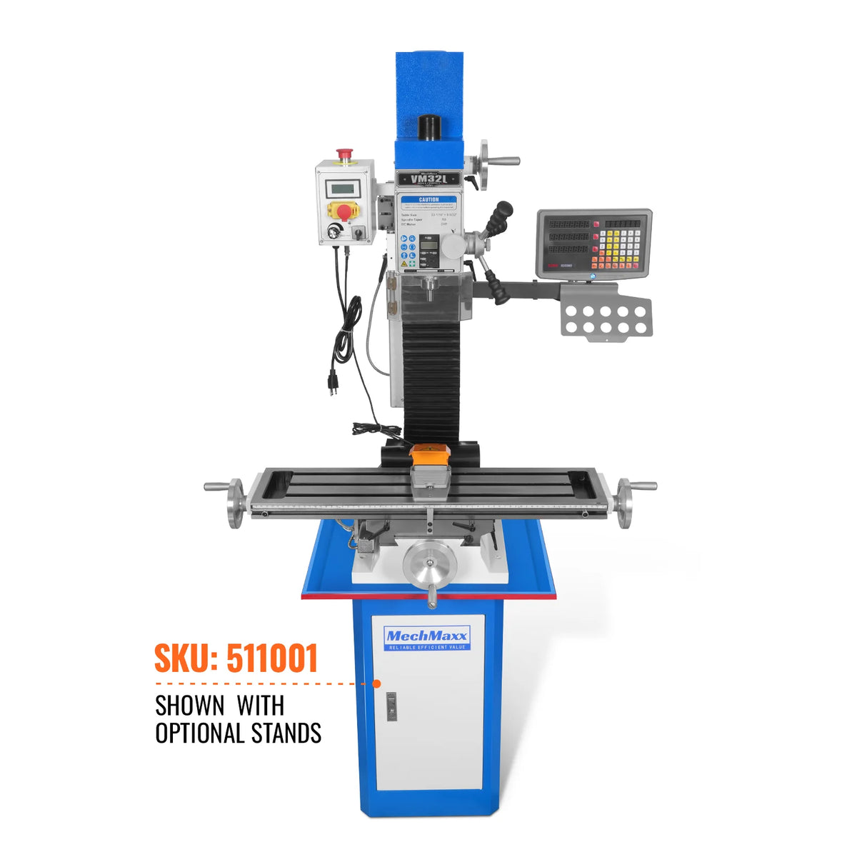 MechMaxx 8-1/4" x 33" Benchtop Mill Drill with DRO, 2HP Brushless